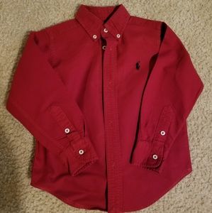 Red Ralph Lauren 3T Button Down Shirt